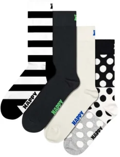 4-Pack Black and White Mix Socks