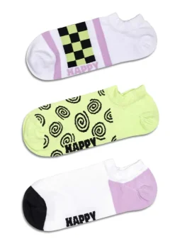 3-Pack Checked Stripe No Show Socks