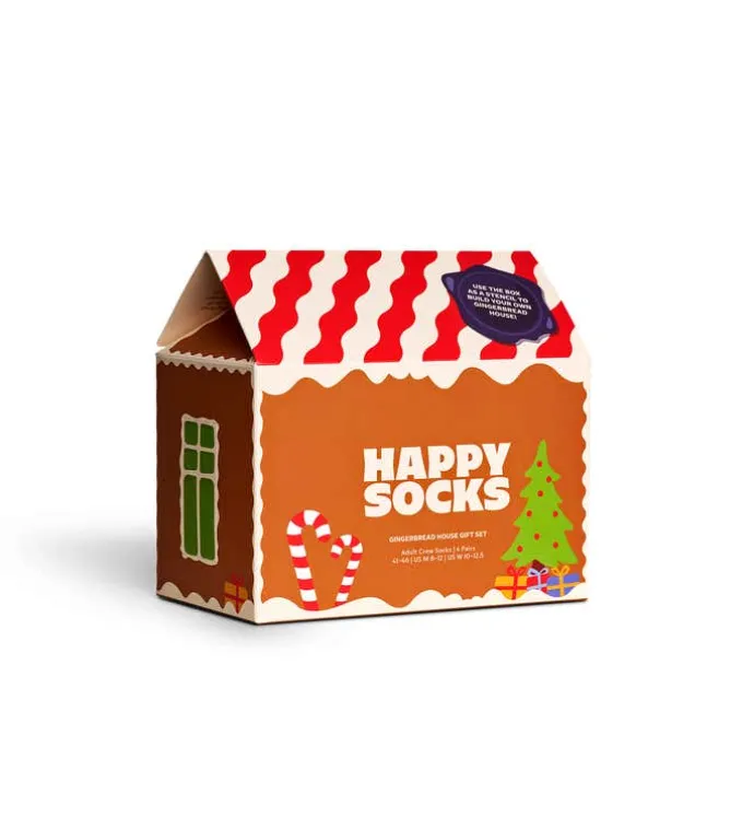4-Pack Gingerbread House Socks Gift Set